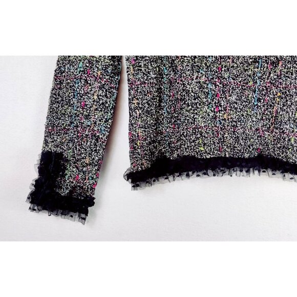 Vtg 80s/90s Sweater Cardigan Sz L BEREK by Takako Sakon Woven Multi Color Lace - Picture 6 of 16